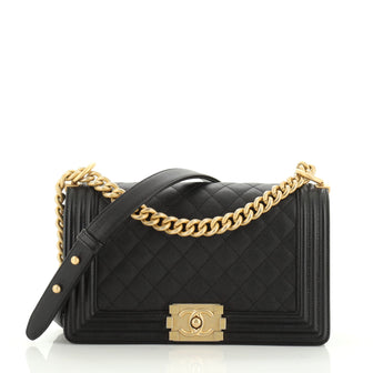 Chanel Boy Flap Bag Quilted Caviar Old Medium