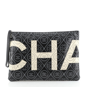 Camellia Logo Wristlet Clutch Printed Coated Canvas Large