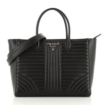 Prada Convertible Open Tote Diagramme Quilted Leather Medium