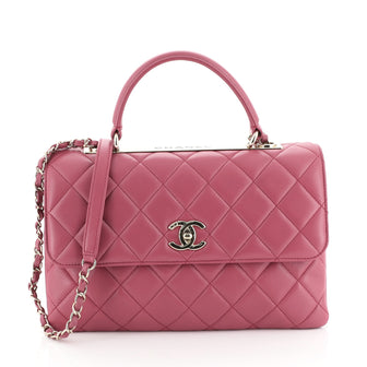 Chanel Pink Quilted Lambskin Small Trendy CC Top Handle Flap Bag