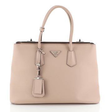 Prada Turnlock Cuir Twin Tote Saffiano Leather Medium
