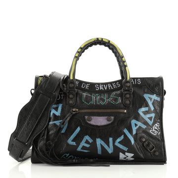 Balenciaga City Graffiti Classic Studs Bag Leather Small