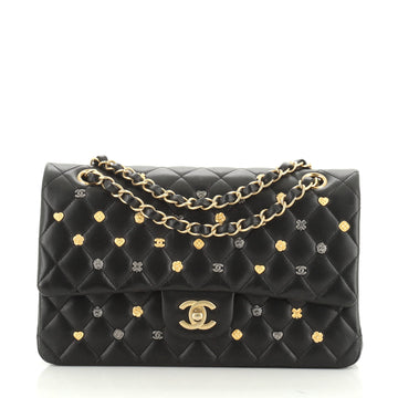 Chanel 18K Charms Classic Double Flap Bag Quilted Lambskin Medium