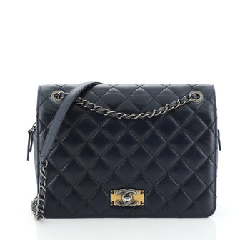 Chanel Day Trip Flap Bag Quilted Glazed Calfskin and Nubuck Medium