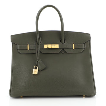Hermes Birkin Handbag Green Togo with Gold Hardware 35