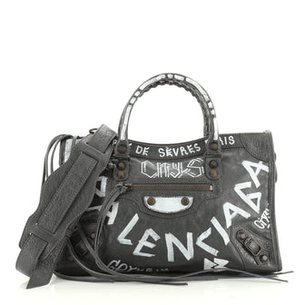 Balenciaga City Graffiti Classic Studs Bag Leather Small