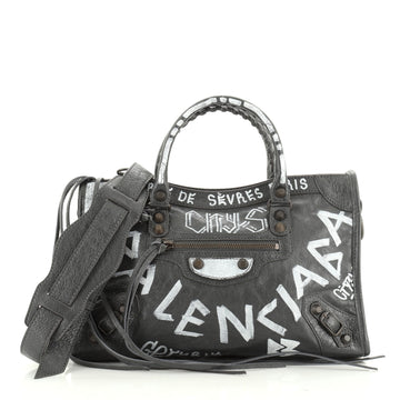 Balenciaga City Graffiti Classic Studs Bag Leather Small