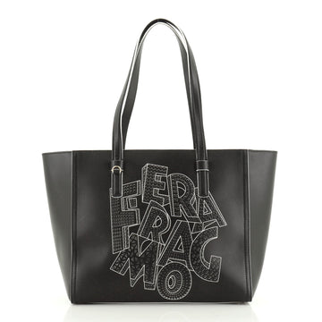 Salvatore Ferragamo Bonnie Tote Perforated Leather Small