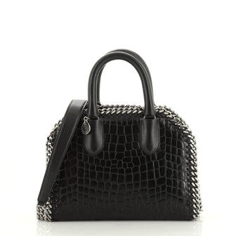 Stella McCartney Falabella Box Top Handle Bag Crocodile Embossed Faux Leather Mini