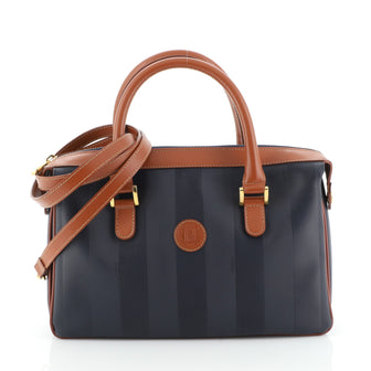 Fendi Pequin Convertible Compartment Satchel Nylon Medium