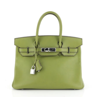 Birkin Handbag Vert Anis Swift with Palladium Hardware 30