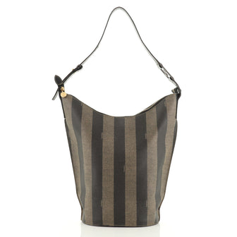 Fendi Pequin Bucket Shoulder Bag Coated Canvas 