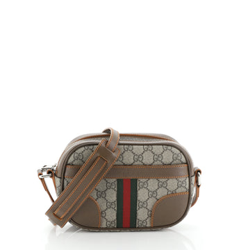 Gucci Web Camera Bag GG Coated Canvas with Leather Small
