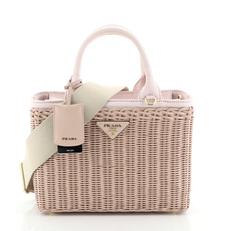 Prada Basket Bag Wicker with Canapa Small