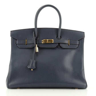 Birkin Handbag Bleu Marine Courchevel with Gold Hardware 35