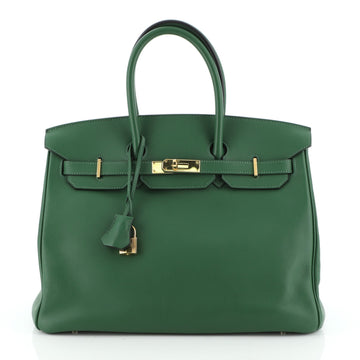 Birkin Handbag Vert Bengale Swift with Gold Hardware 35