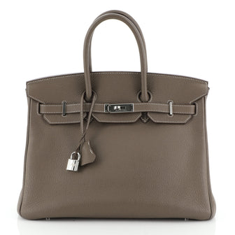 Birkin Handbag Grey Togo with Palladium Hardware 35