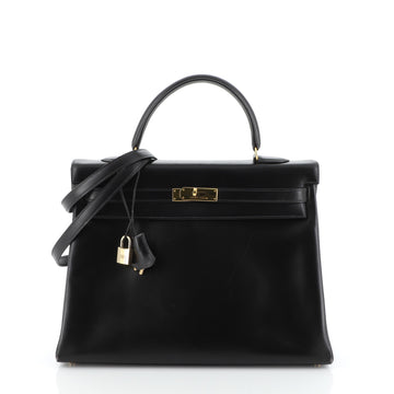 Hermes Kelly Handbag Black Box Calf with Gold Hardware 35