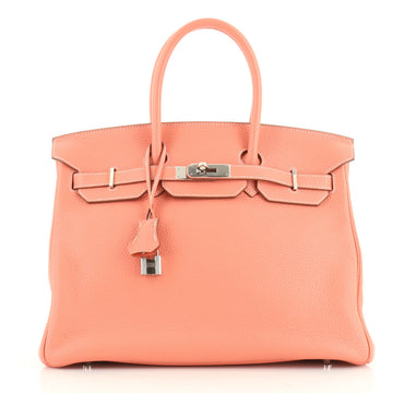 Hermes Birkin Handbag Pink Clemence with Palladium Hardware 35