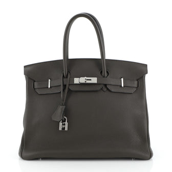 Hermes Birkin Handbag Green Togo with Palladium Hardware 35
