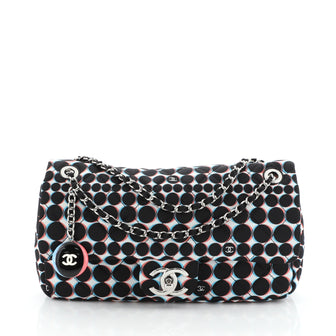 Chanel Flap Bag Quilted Polka Dot Nylon Medium