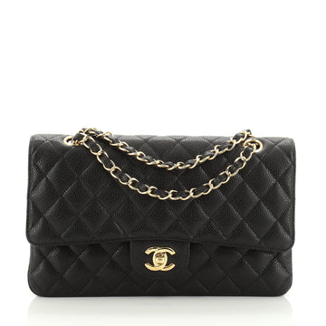 Chanel Vintage Classic Double Flap Bag Quilted Caviar Medium