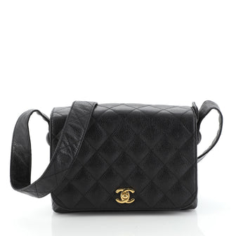 Chanel Vintage CC Flap Shoulder Bag Quilted Caviar Small