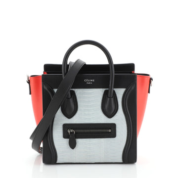 Celine Tricolor Luggage Bag Python and Leather Nano