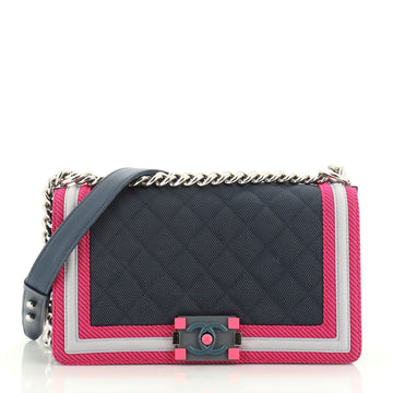 Chanel Fluo Boy Flap Bag Quilted Canvas Old Medium