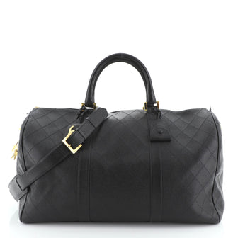 Chanel Vintage Diamond Stitch Boston Bag Quilted Caviar Large