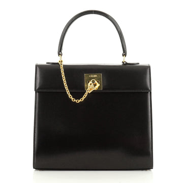 Celine Vintage Logo Top Handle Bag Leather Medium