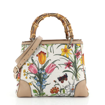 Gucci Bamboo Shopper Tote Flora Canvas Small