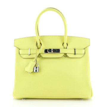 Hermes Birkin Handbag Yellow Epsom with Palladium Hardware 30
