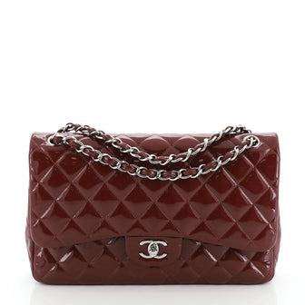 Chanel Classic Double Flap Bag Quilted Patent Jumbo