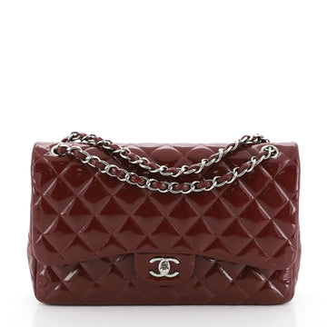 Chanel Classic Double Flap Bag Quilted Patent Jumbo