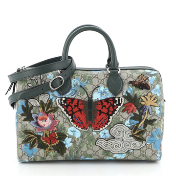 Gucci Convertible Boston Bag Embroidered GG Coated Canvas Medium
