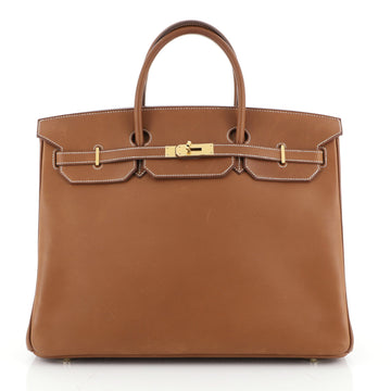 Hermes Birkin Handbag Brown Barenia with Gold Hardware 40
