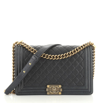 Chanel Boy Flap Bag Quilted Caviar New Medium
