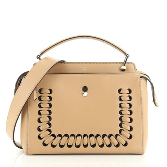 Fendi DotCom Convertible Satchel Whipstitch Leather Medium