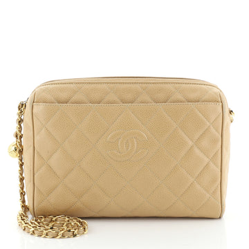 Vintage Diamond CC Camera Shoulder Bag Quilted Caviar Medium
