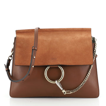 Faye Shoulder Bag Leather and Suede Medium