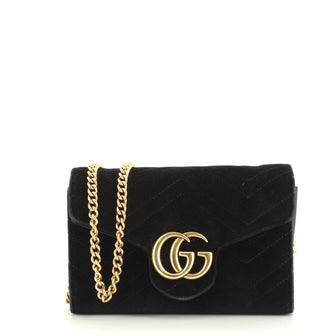 Gucci GG Marmont Chain Wallet Matelasse Velvet Mini