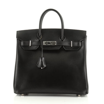 Hermes HAC Birkin Bag Black Box Calf with Palladium Hardware 28