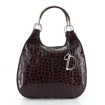 Christian Dior 61 Shoulder Bag Crocodile Embossed Patent Medium