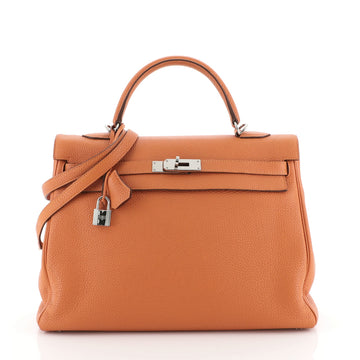 Hermes Kelly Handbag Orange Togo with Palladium Hardware 32