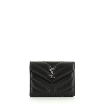 Saint Laurent Loulou Wallet Matelasse Chevron Leather Small