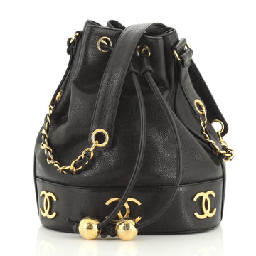 Chanel Vintage CC Drawstring Bucket Bag Caviar Small