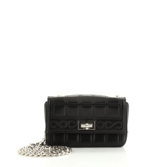 Chanel Vintage Chocolate Bar Mademoiselle Chain Flap Bag Quilted Leather Mini