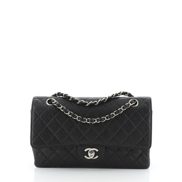 Chanel Vintage Classic Double Flap Bag Quilted Caviar Medium