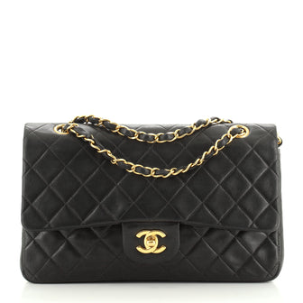 Chanel Vintage Classic Double Flap Bag Quilted Lambskin Medium